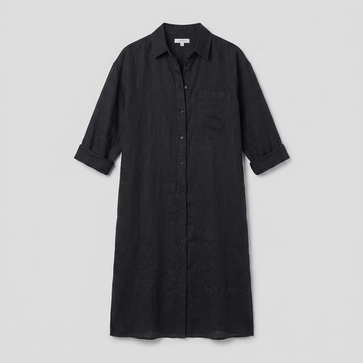 Lina linen shirt dress product flat-lay