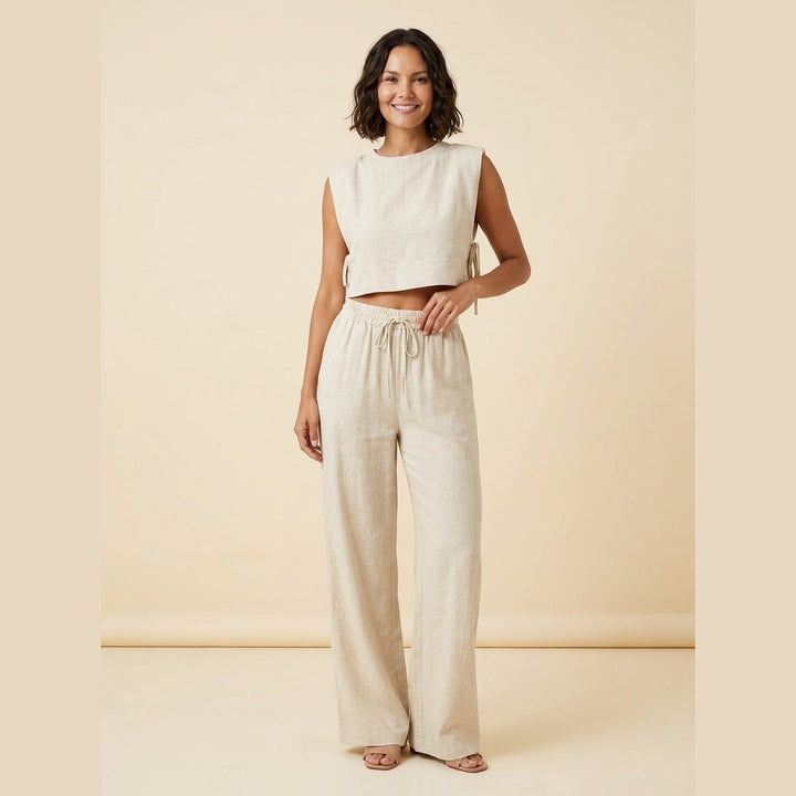 Lina linen two-piece set khaki