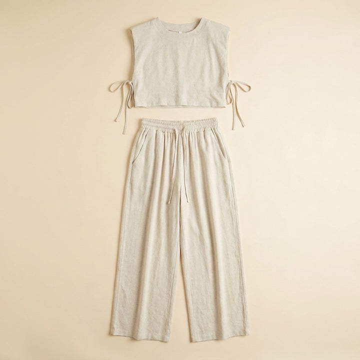 Lina linen two-piece set flat lay