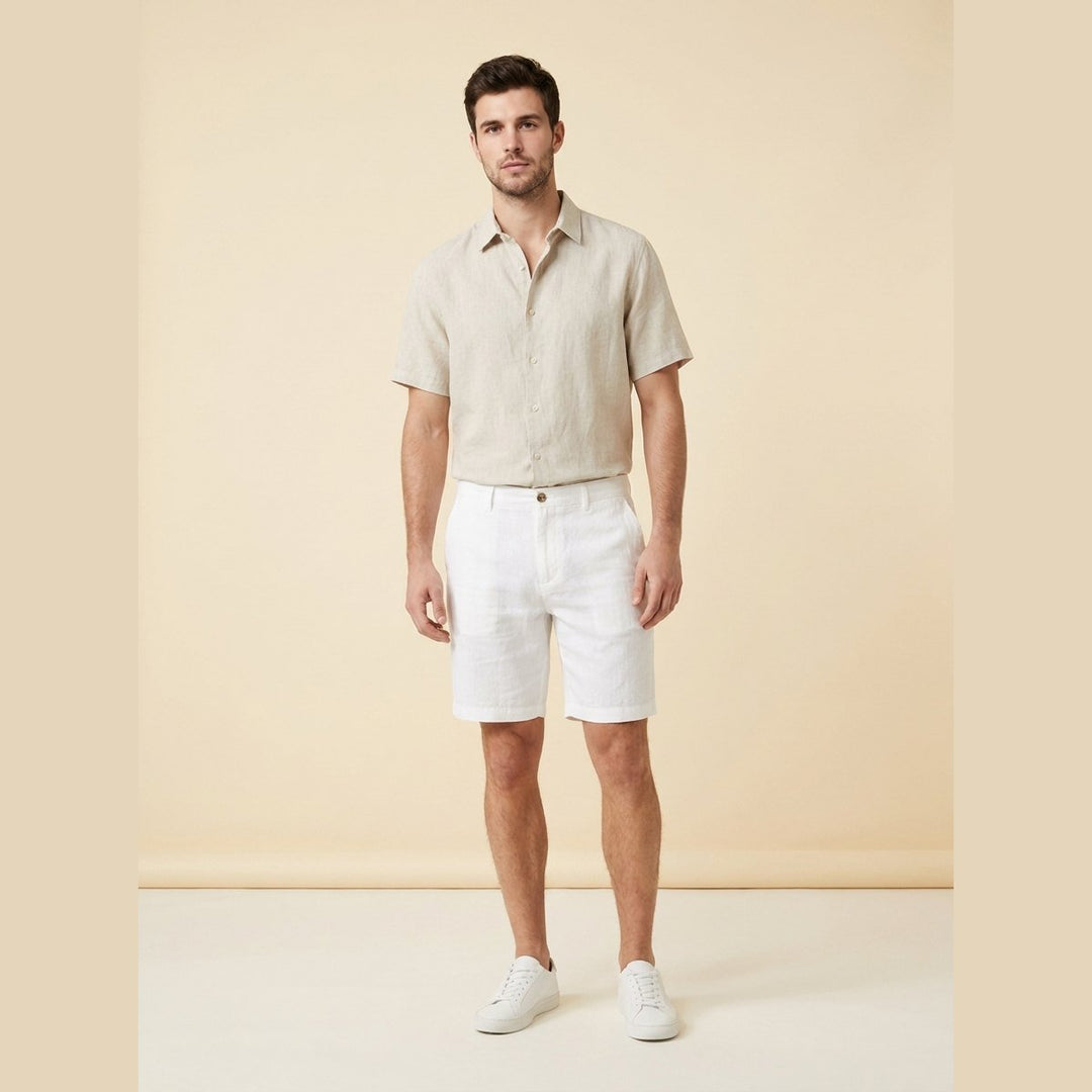 Lino mens linen shorts white