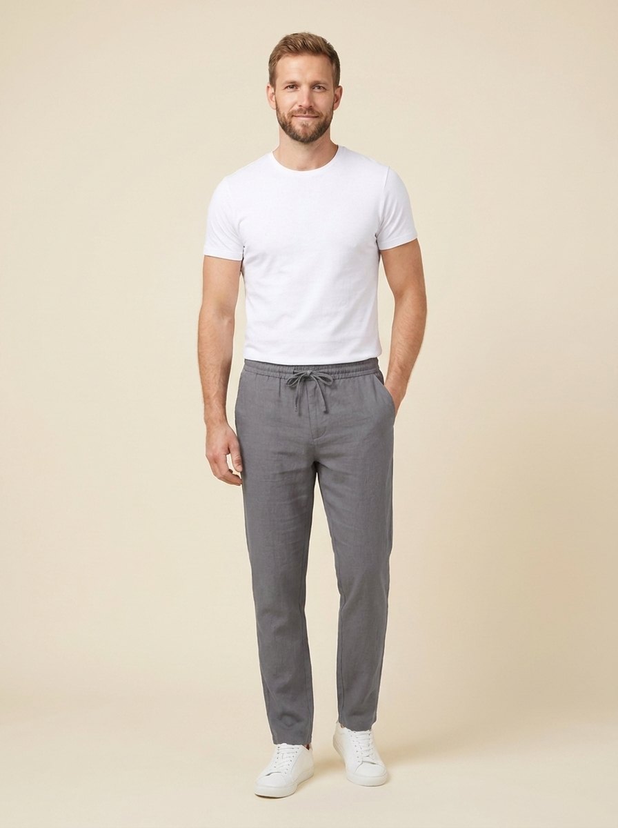Lino mens linen trousers gray