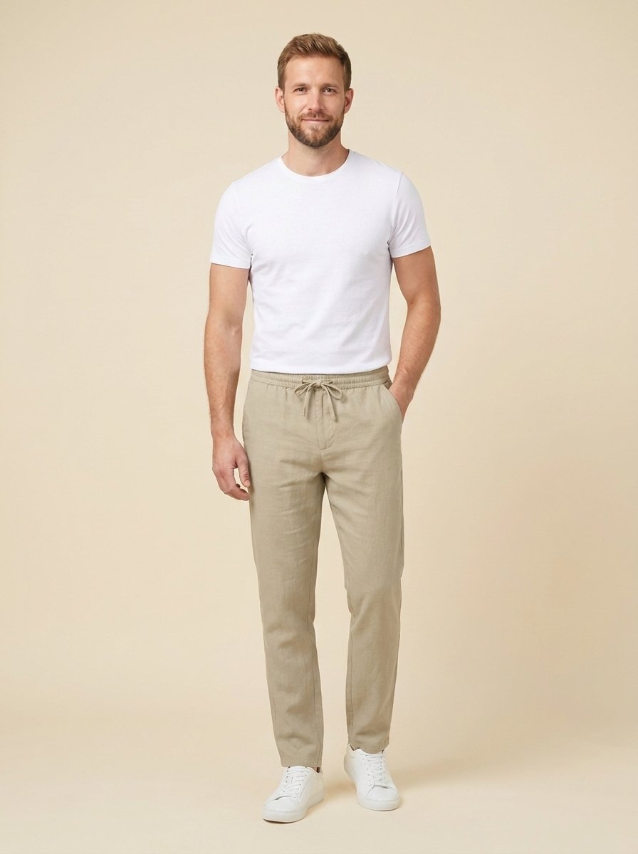 Lino mens linen trousers khaki