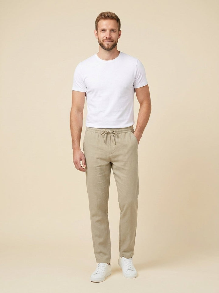 Lino mens linen trousers khaki