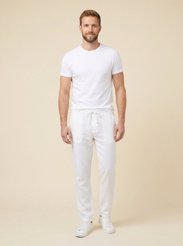 Lino mens linen trousers white