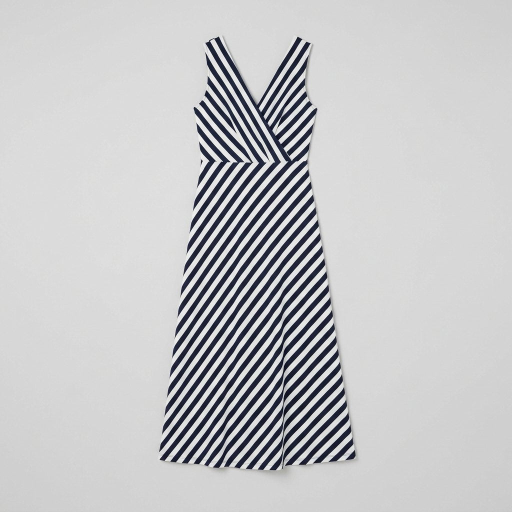 Liora navy stripe maxi dress product flat lay