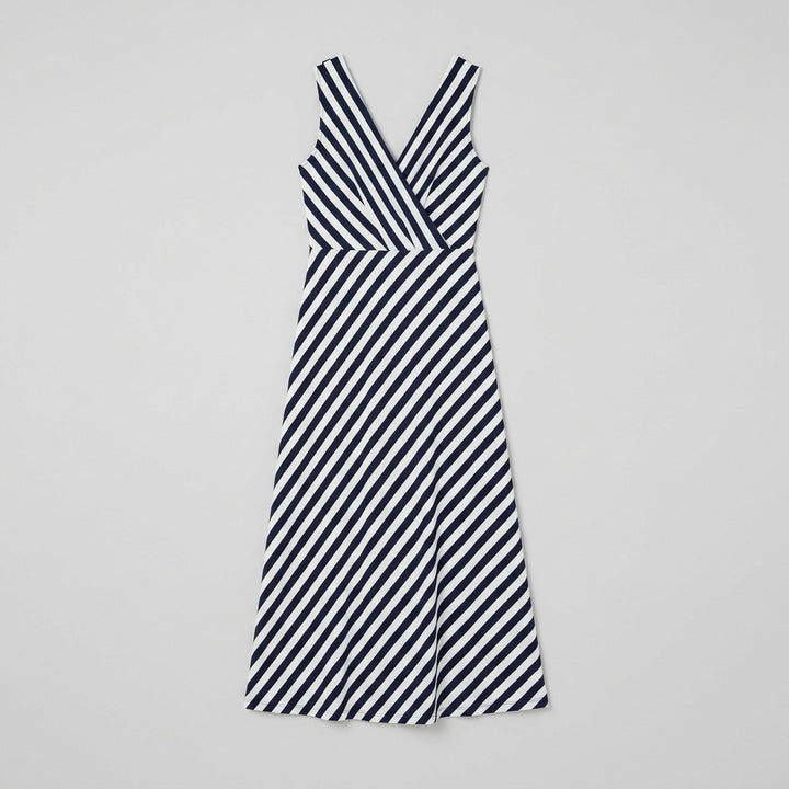 Liora navy stripe maxi dress product flat lay