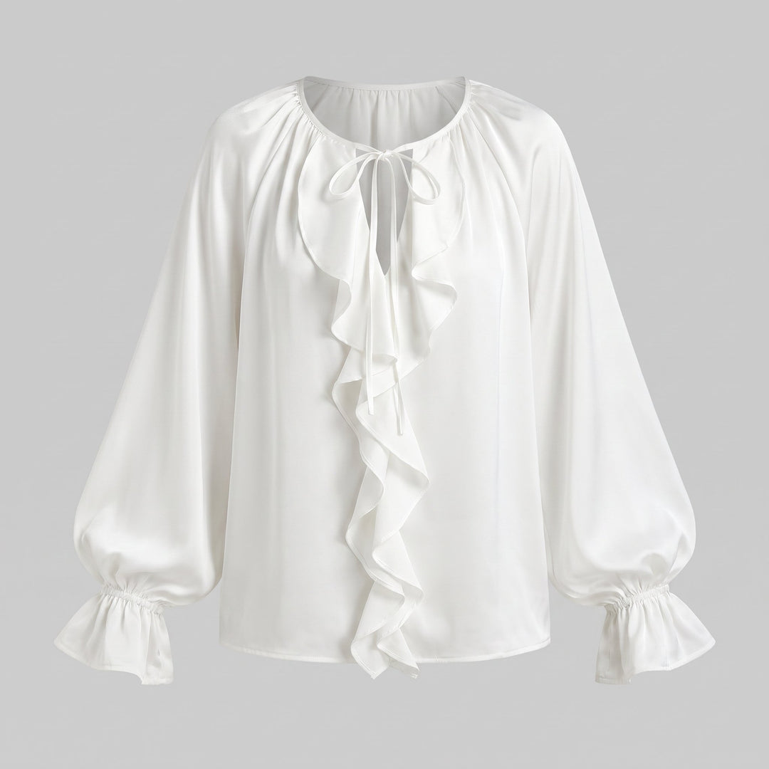 Liora satin ruffle blouse product