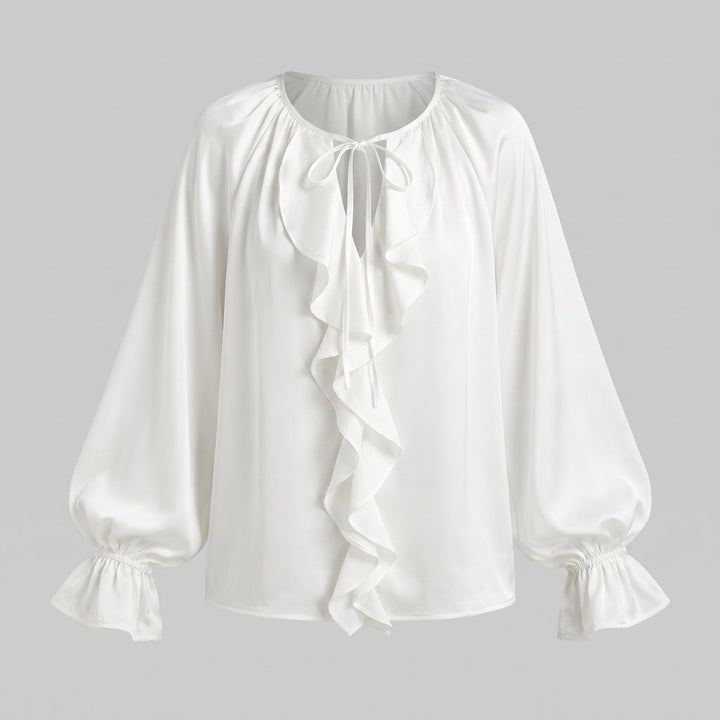 Liora satin ruffle blouse product