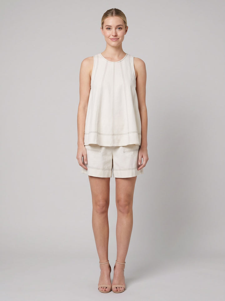 Lucia two-piece set white sleeveless tank and shorts