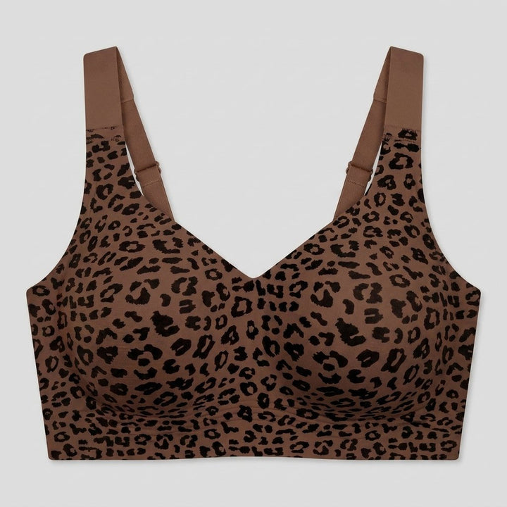 Lucile wireless bra in leopard print, front flat-lay