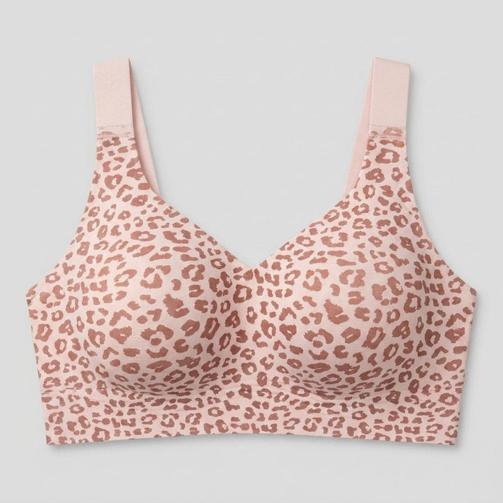 Lucile wireless bra in light leopard print, front flat-lay