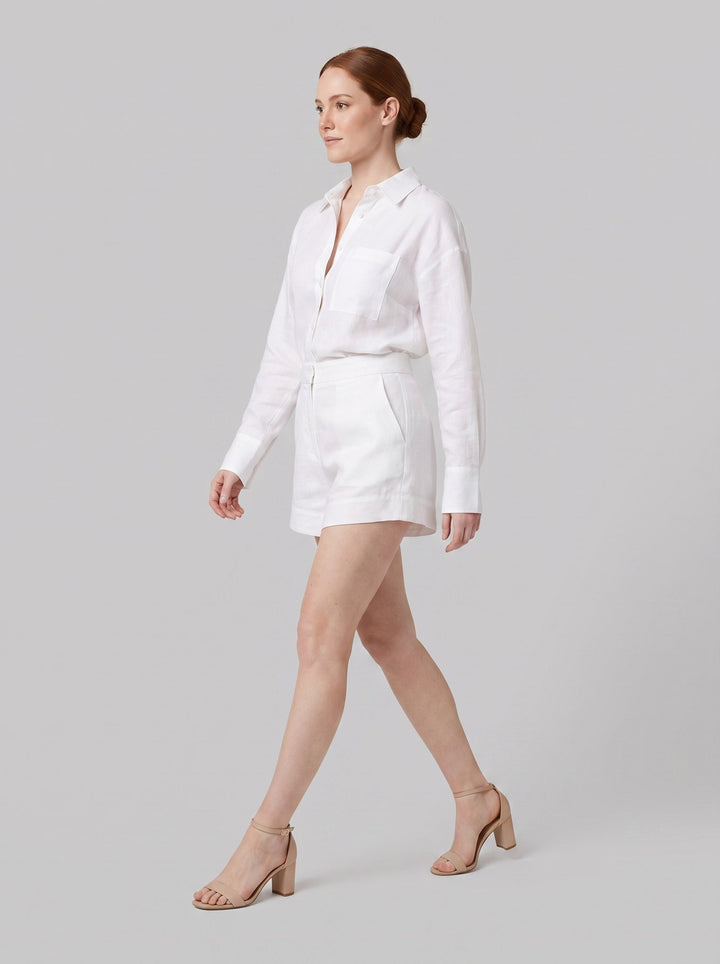 Lumiere resort set white linen shirt and shorts
