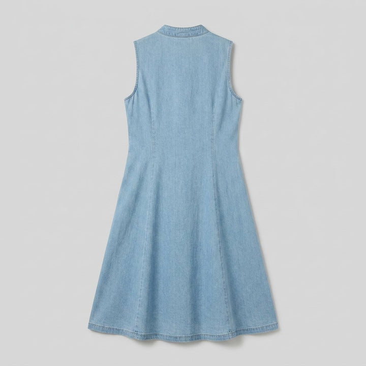Luna denim midi dress back view