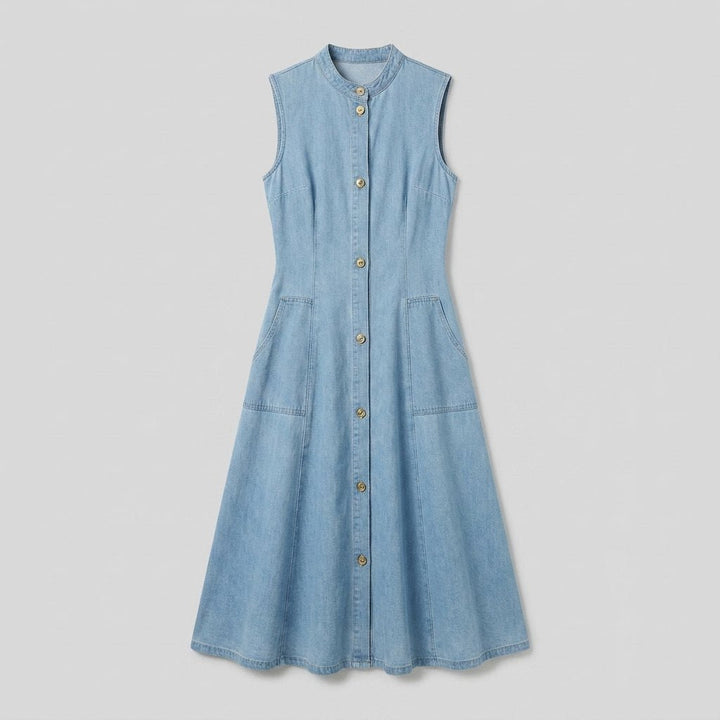 Luna denim midi dress product flat-lay