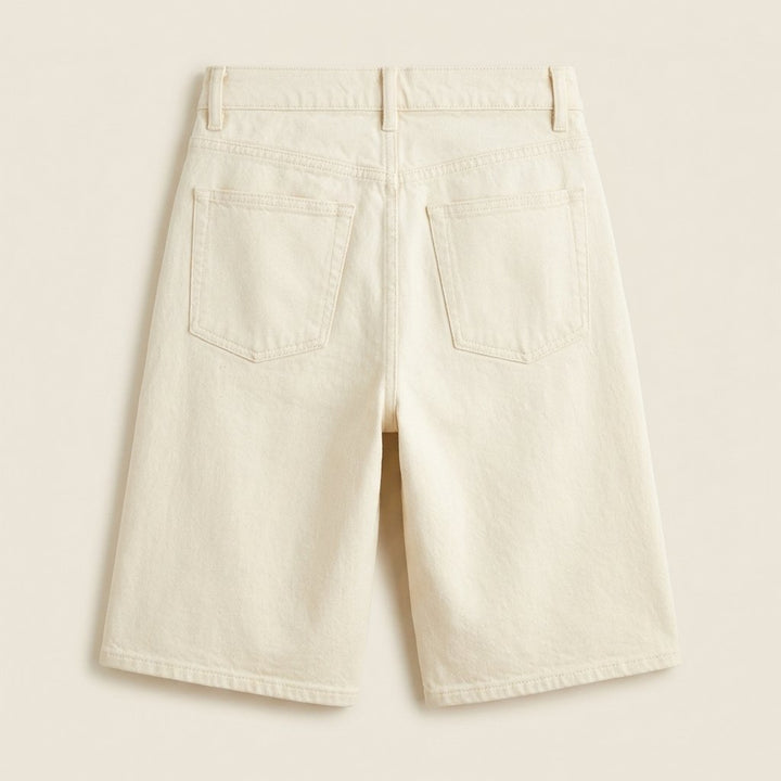 Luna ivory denim shorts back view