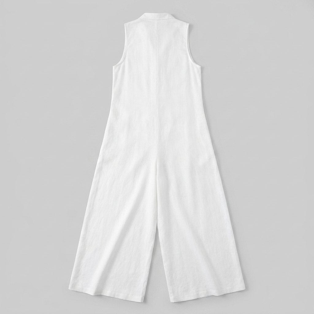 Luna white linen jumpsuit back view