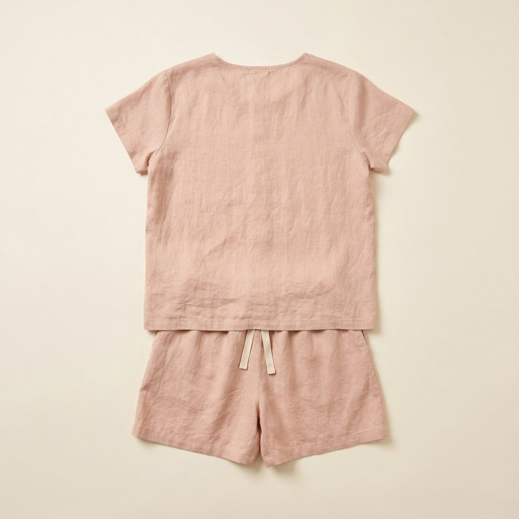 Luna blush linen pajama set back view