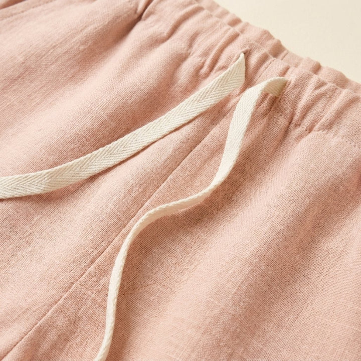 Luna linen pajama set fabric close-up