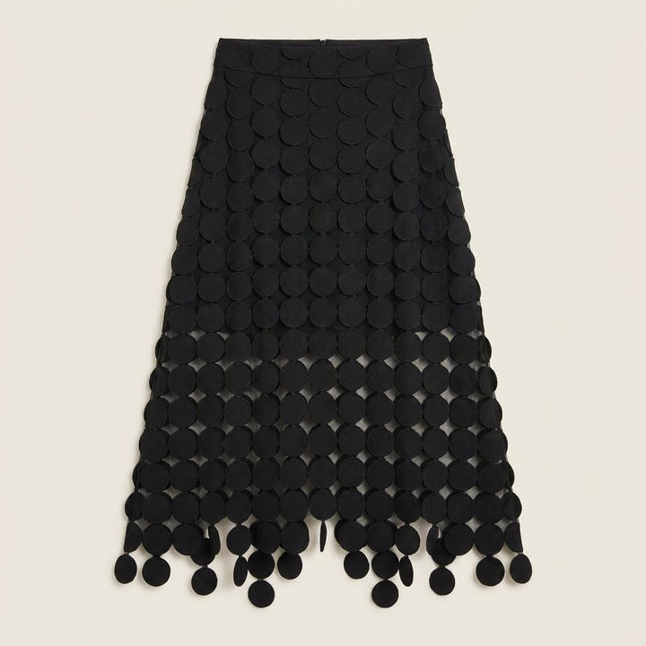 Luna black disc midi skirt product flat-lay