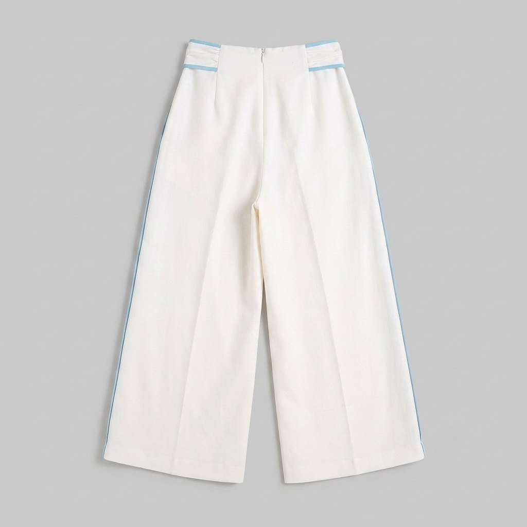 Luna wide-leg linen culotte trousers, back view