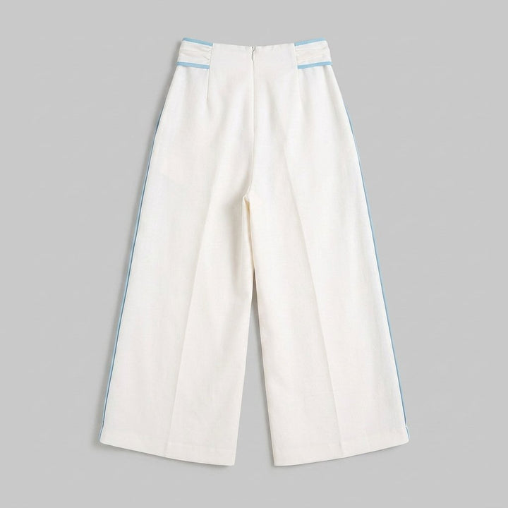 Luna wide-leg linen culotte trousers, back view
