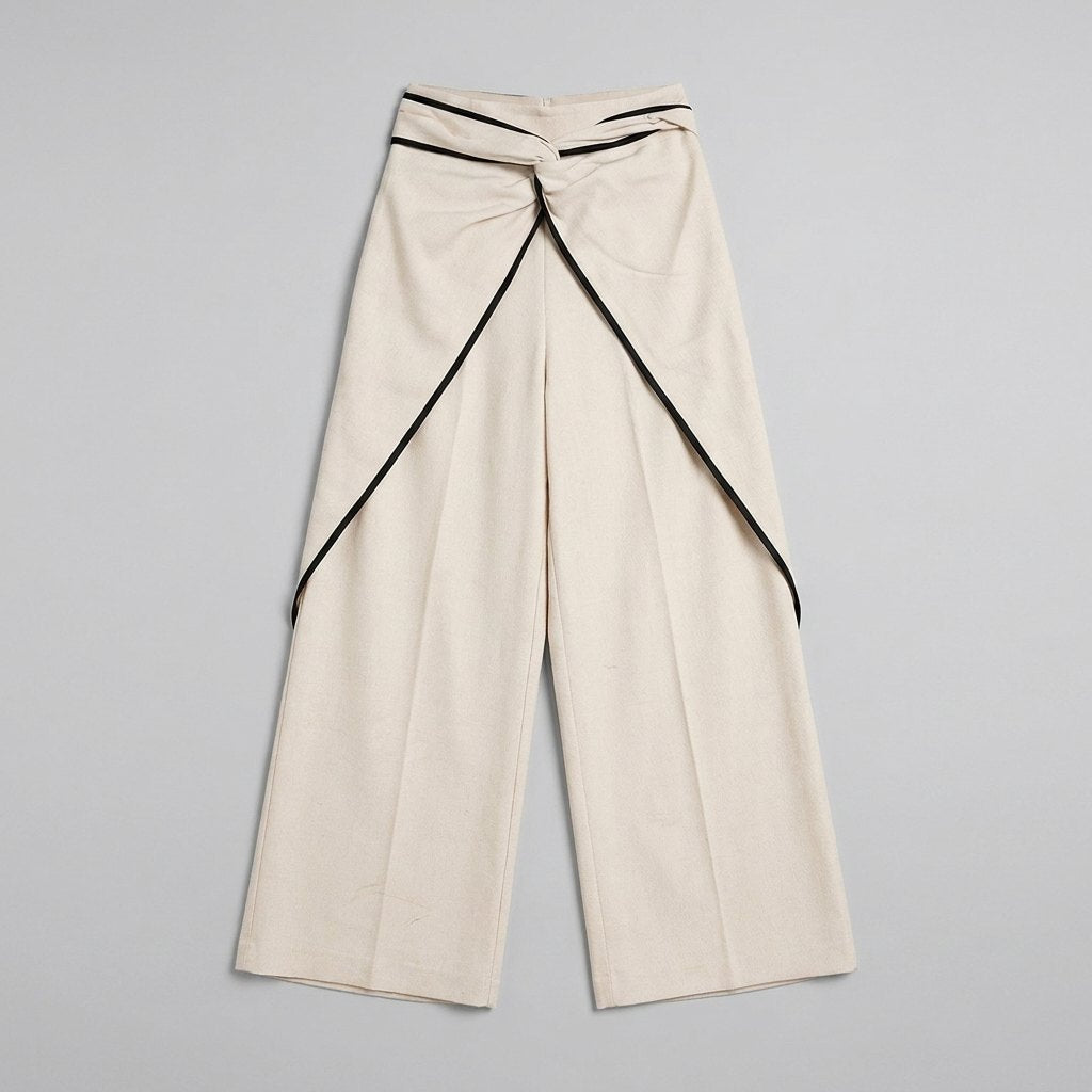 Luna wide-leg linen culotte trousers, flat-lay