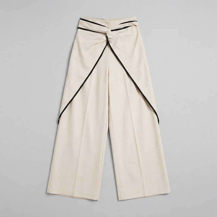 Luna wide-leg linen culotte trousers, flat-lay