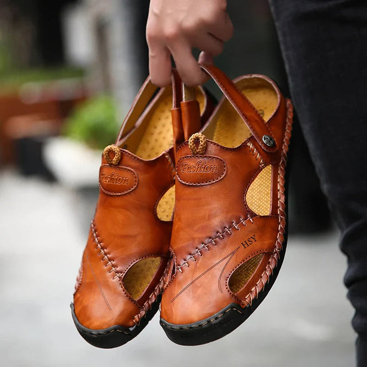 Lupi leather-blend sandal with non-slip rubber outsole, view 5