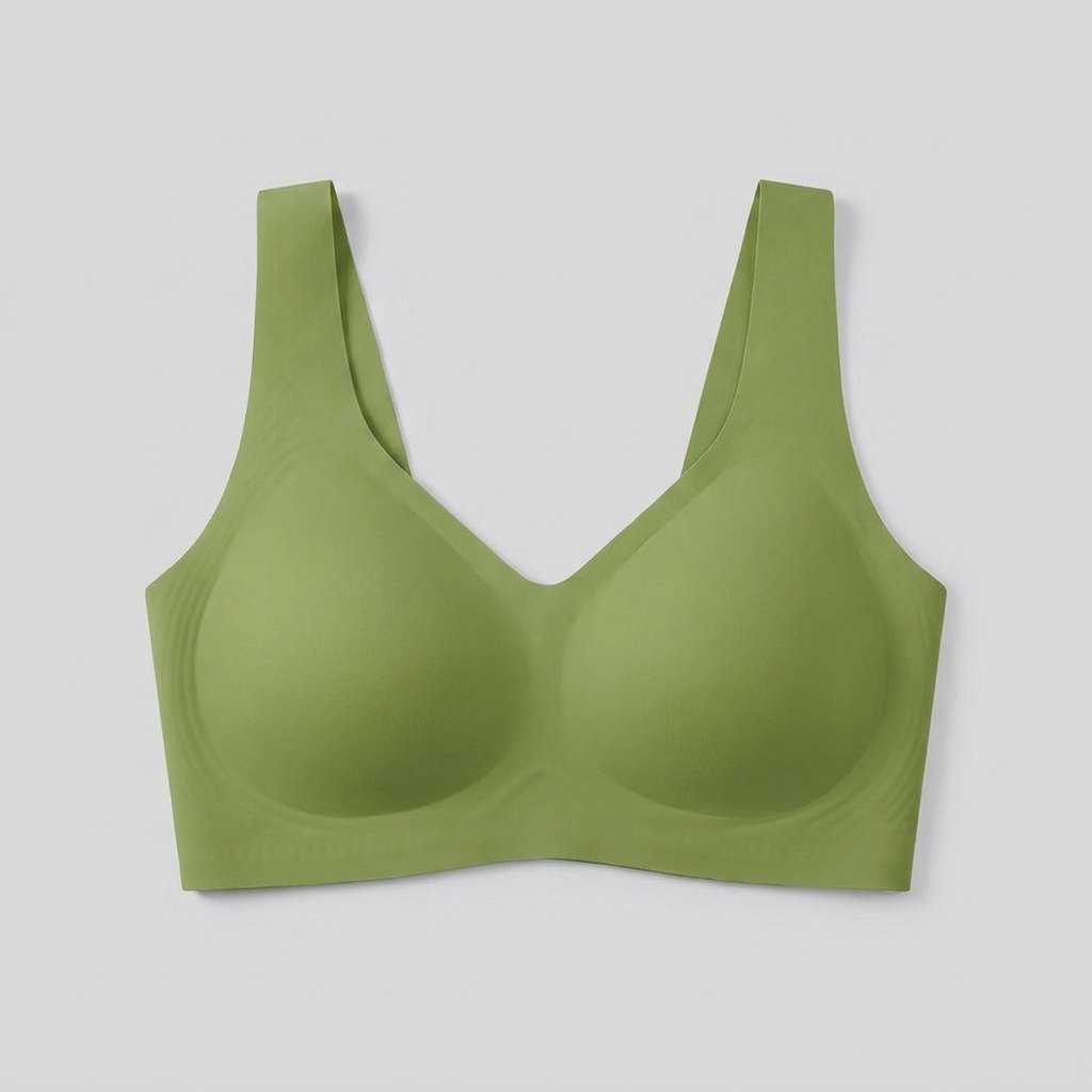 Green jelly bra flat-lay