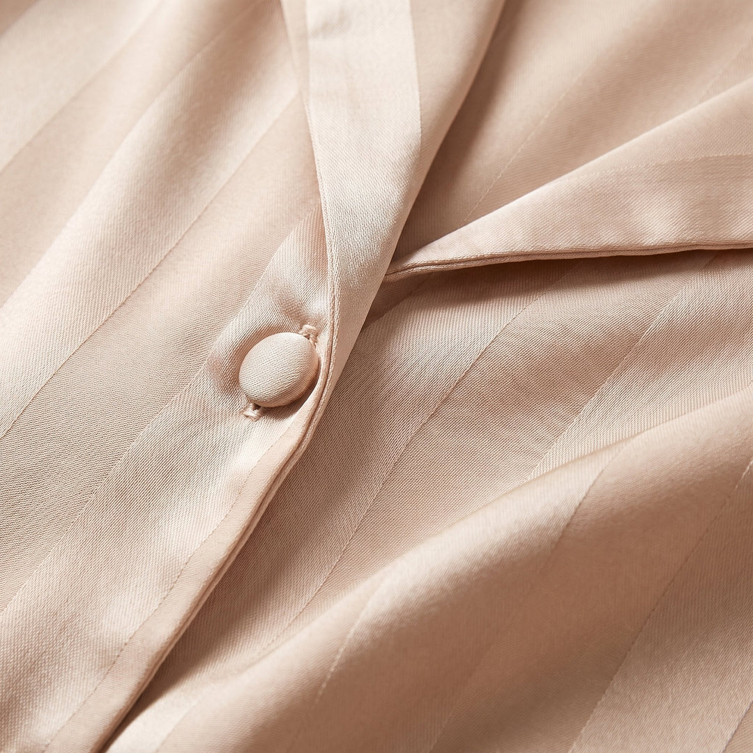 Luxe satin pajama tonal stripe fabric close-up