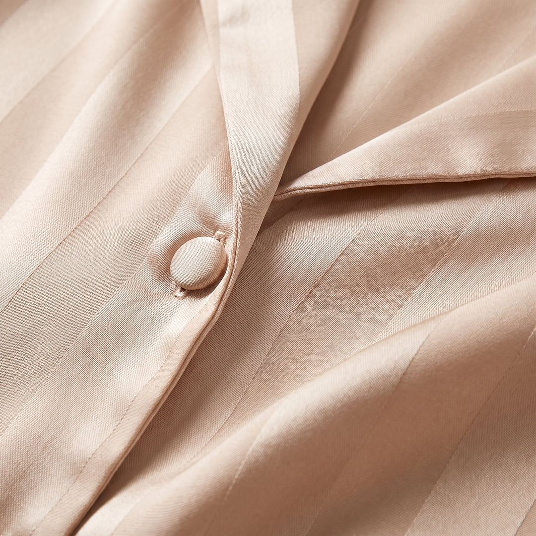 Luxe satin pyjama tonal stripe fabric close-up detail
