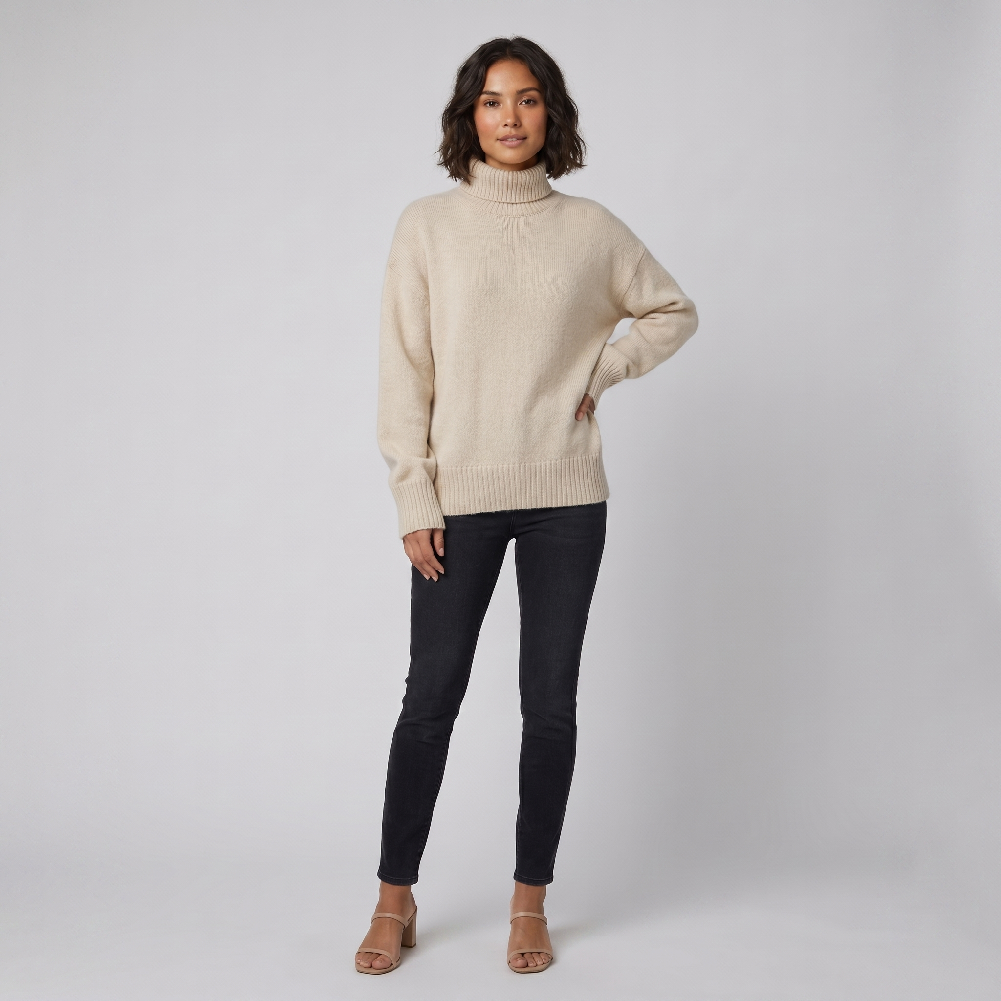 Luxe turtleneck cashmere sweater beige - The store Vancouver