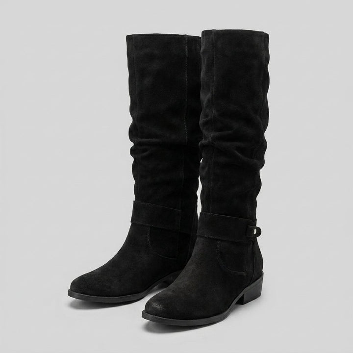 Madeleine black suede knee-high boots