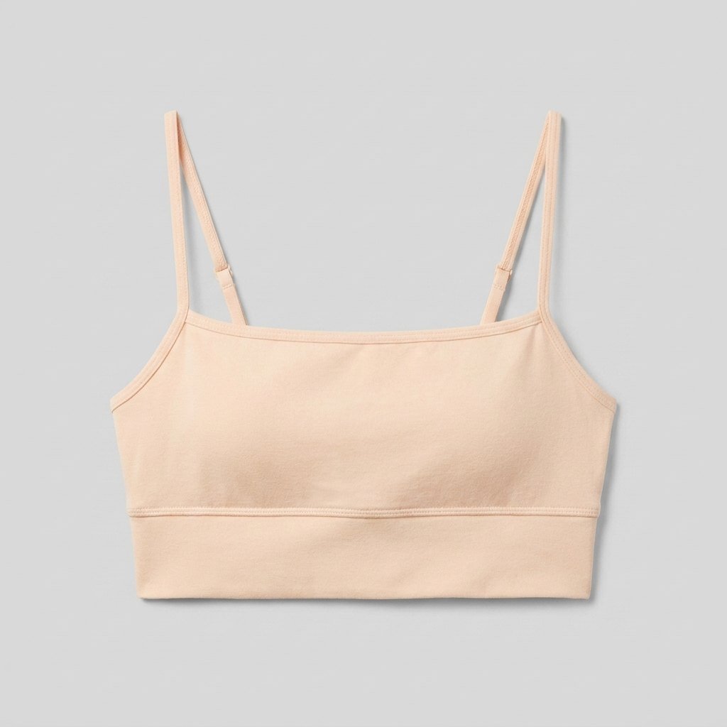 Maelis cotton bralette peach front with square neckline