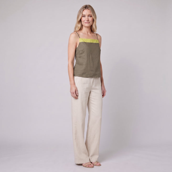 Maisie palo verde colorblock top, front view, alternate pose