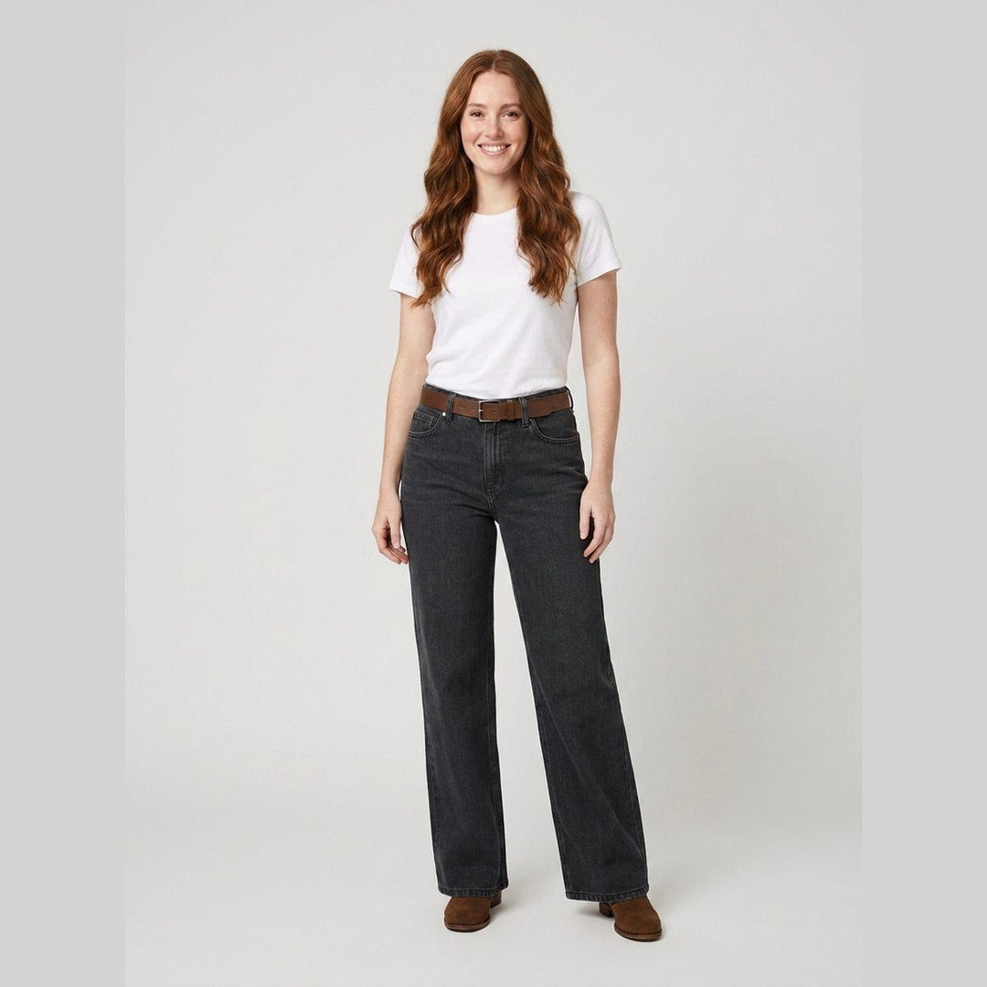 Majken wide-leg denim jeans dark gray