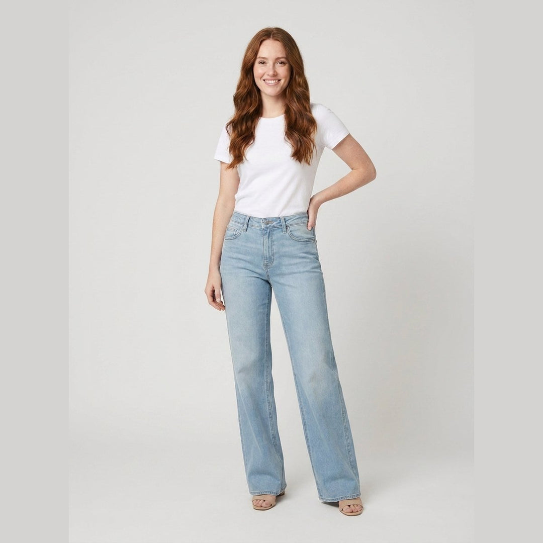 Majken wide-leg denim jeans light blue