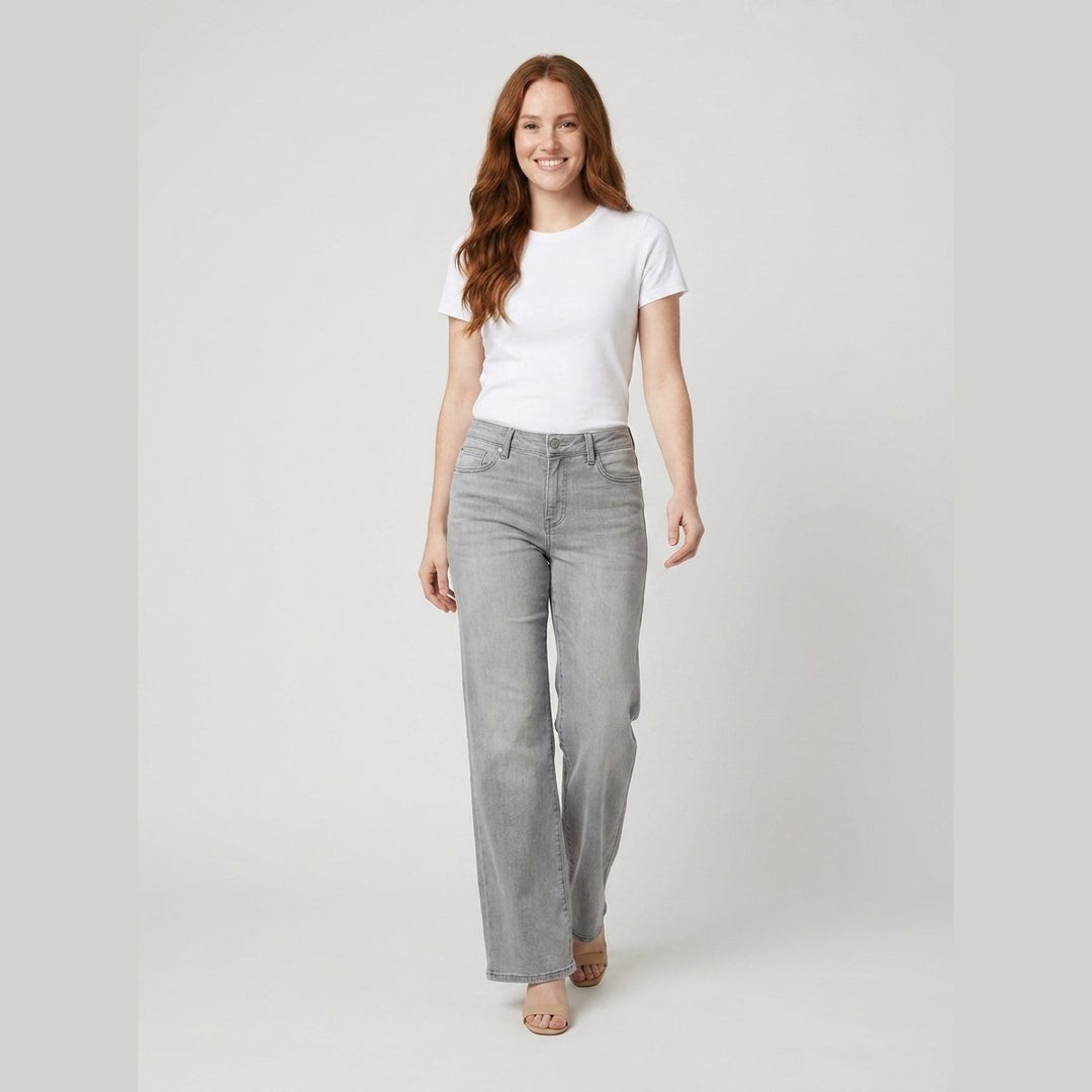 Majken wide-leg denim jeans light gray