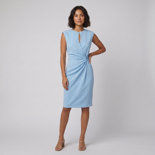 Mara Chic azure blue keyhole twist waist midi dress