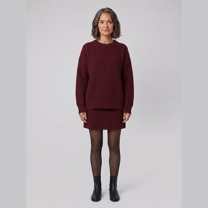Mara knit co-ord set in dark red