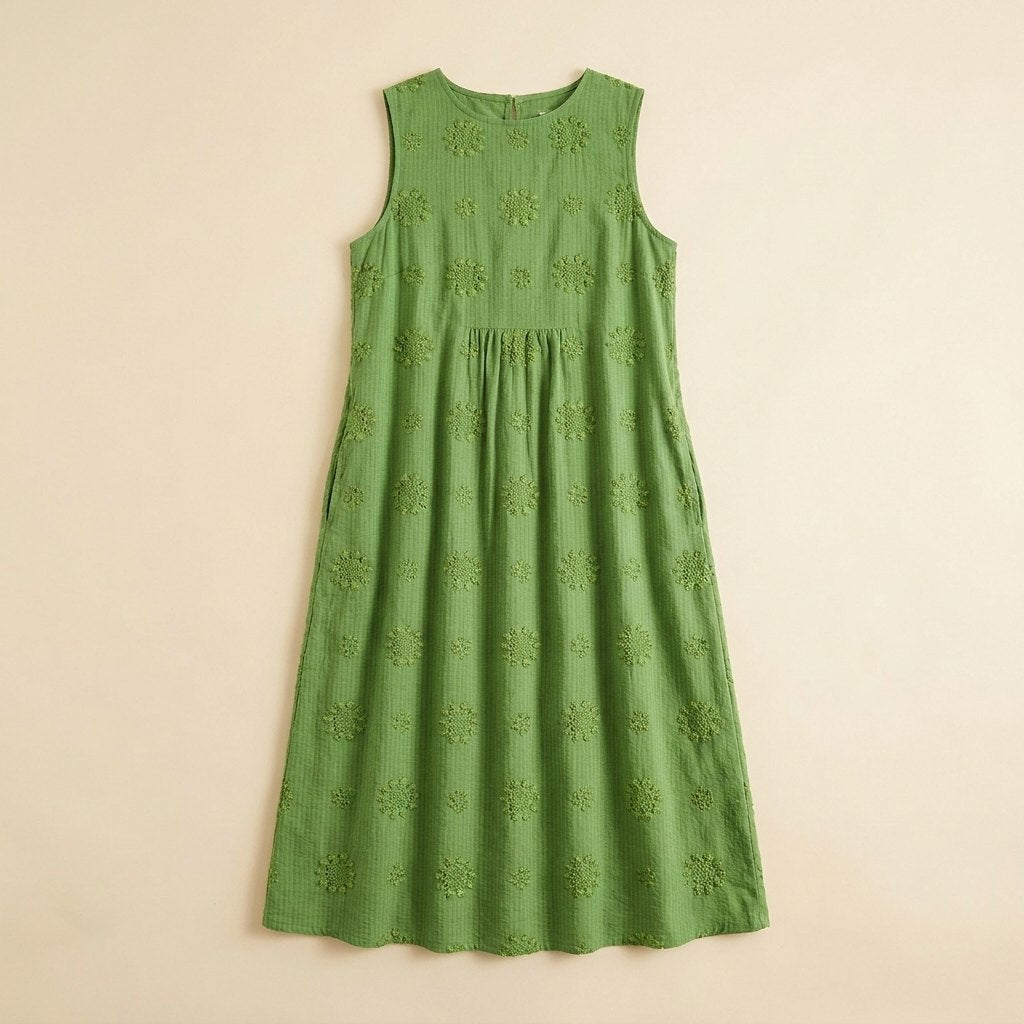 Mara lightweight midi dress with pockets, product flat-lay
