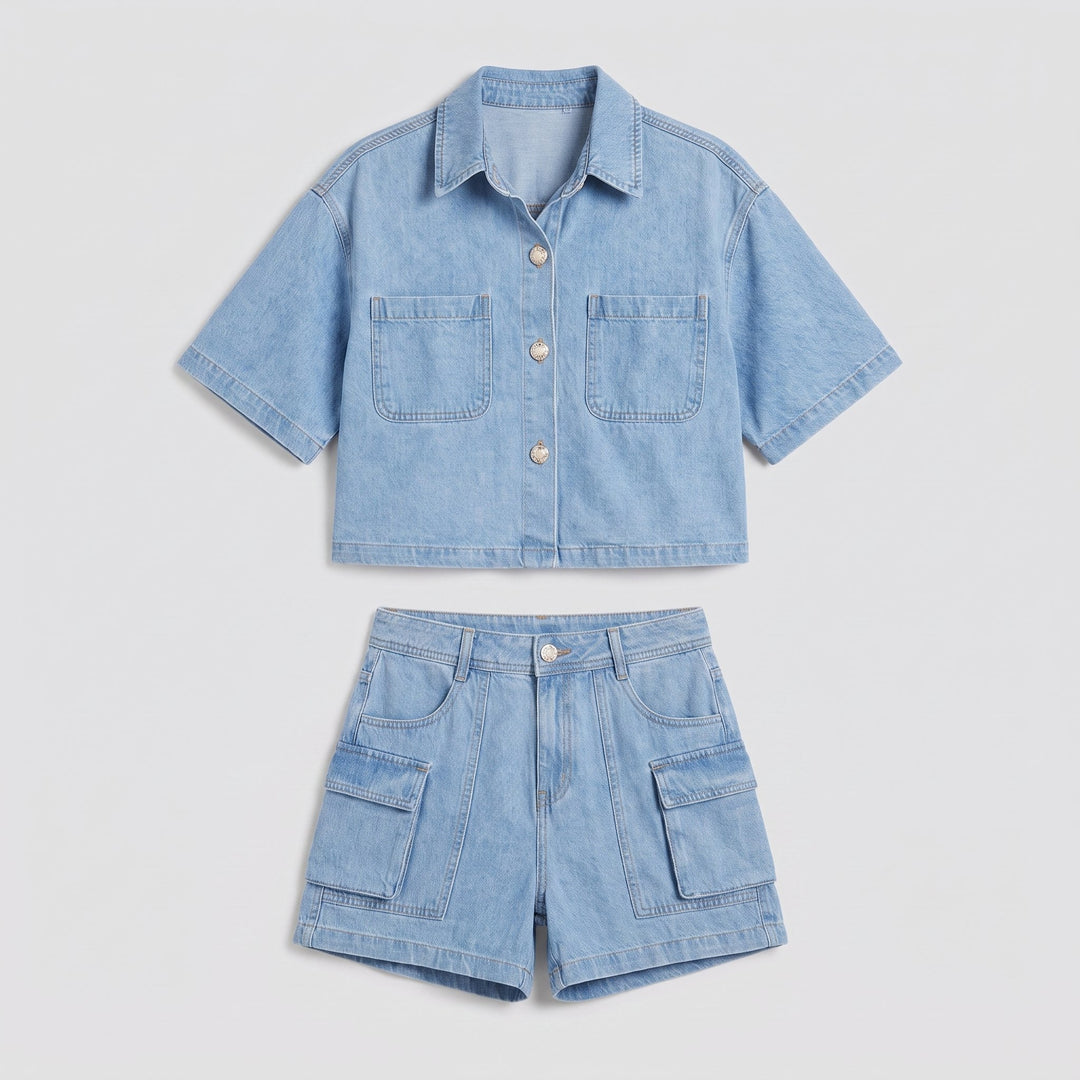 Marais denim set flat lay