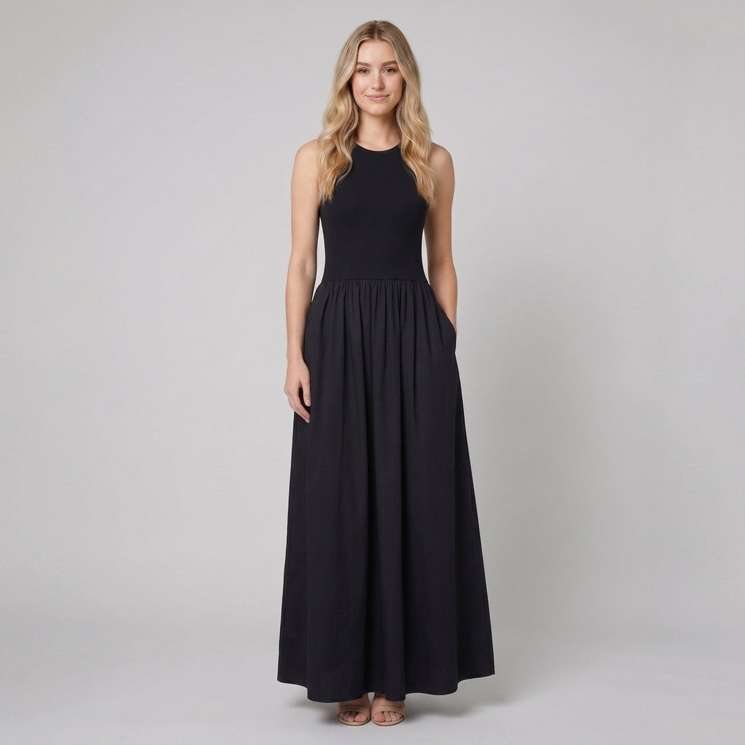 Maren sleeveless rayon maxi dress black