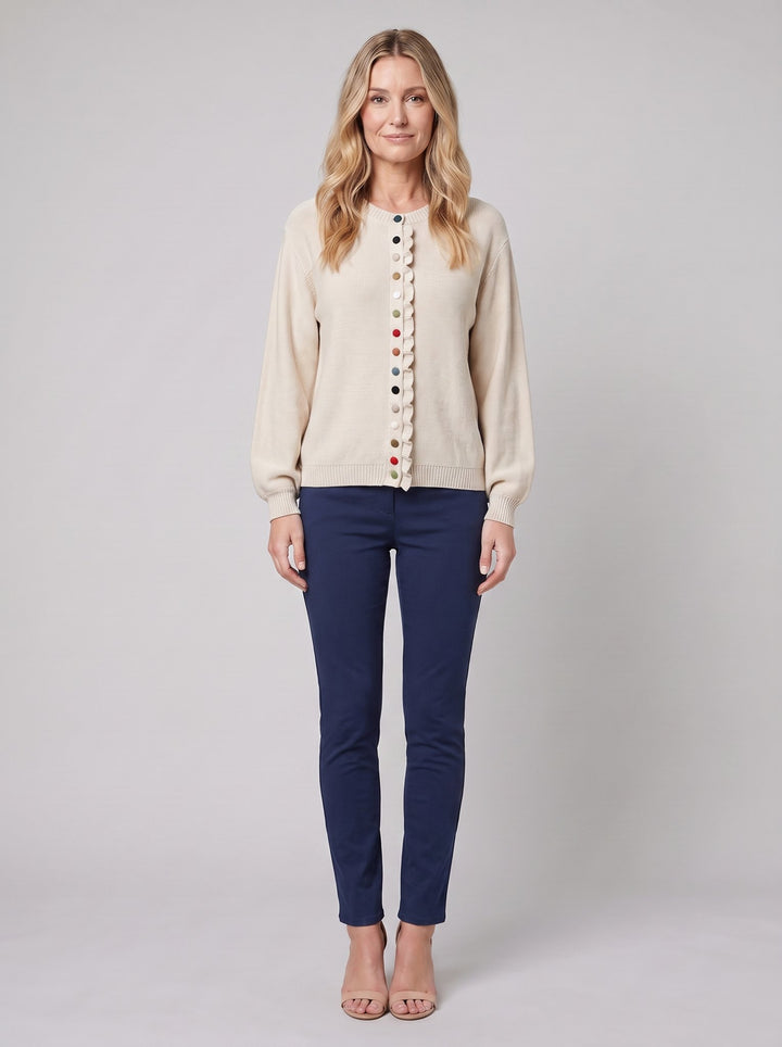 MARGOT cotton cardigan in beige, front view