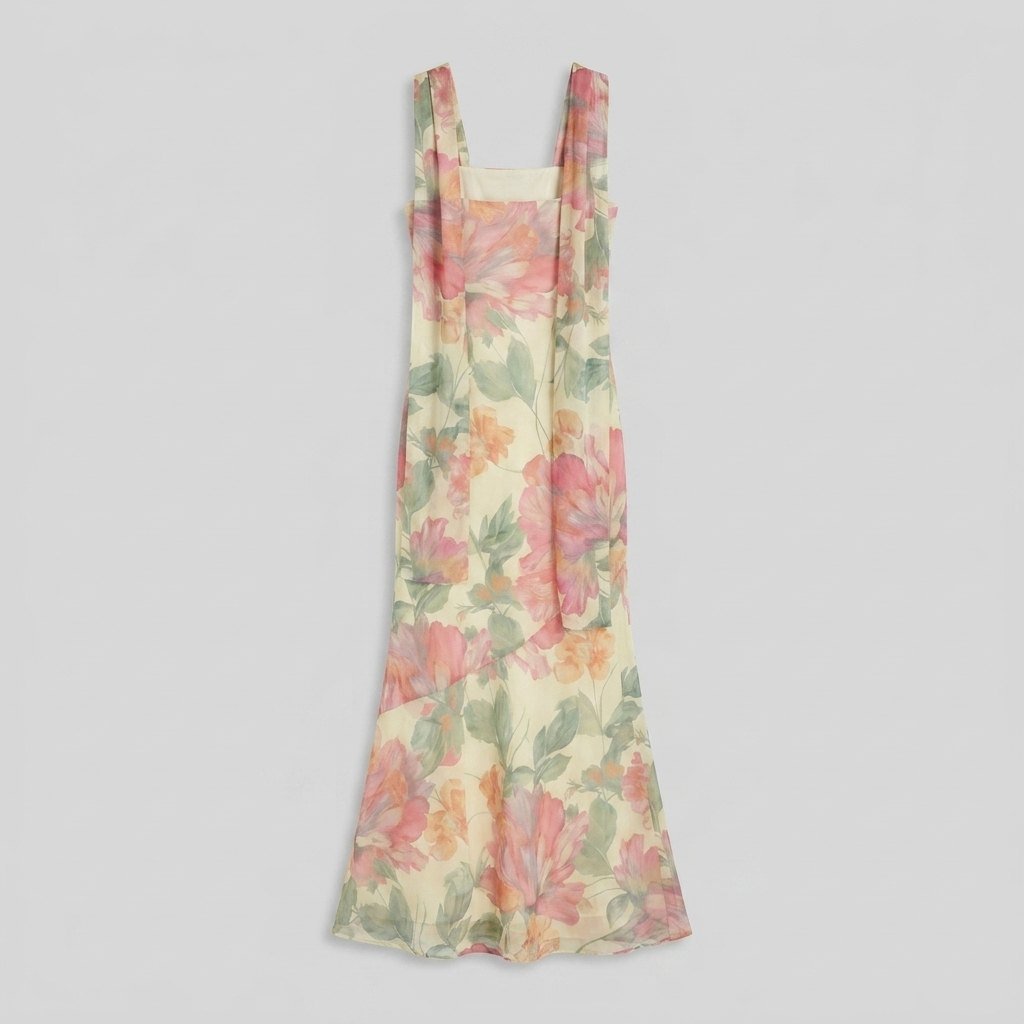Marguerite floral print maxi dress back view