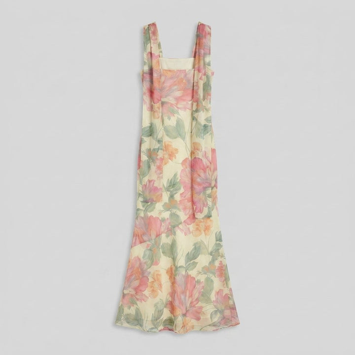 Marguerite floral print maxi dress back view