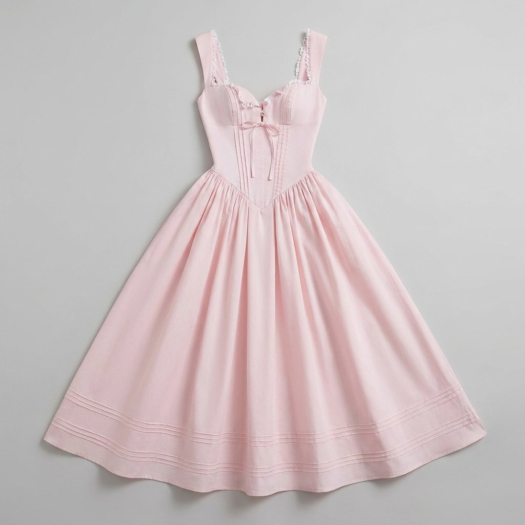 Marlena pink corset midi dress product flat-lay