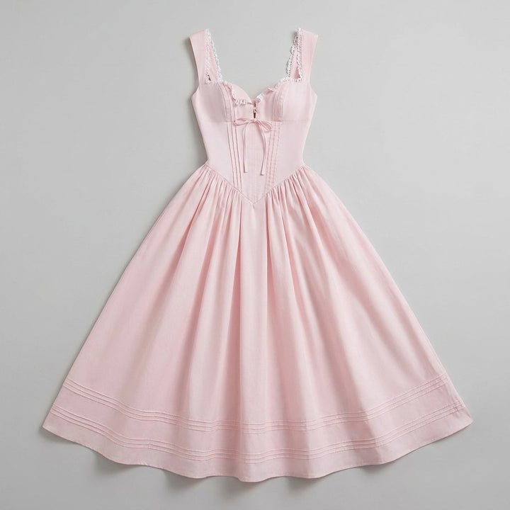 Marlena pink corset midi dress product flat-lay