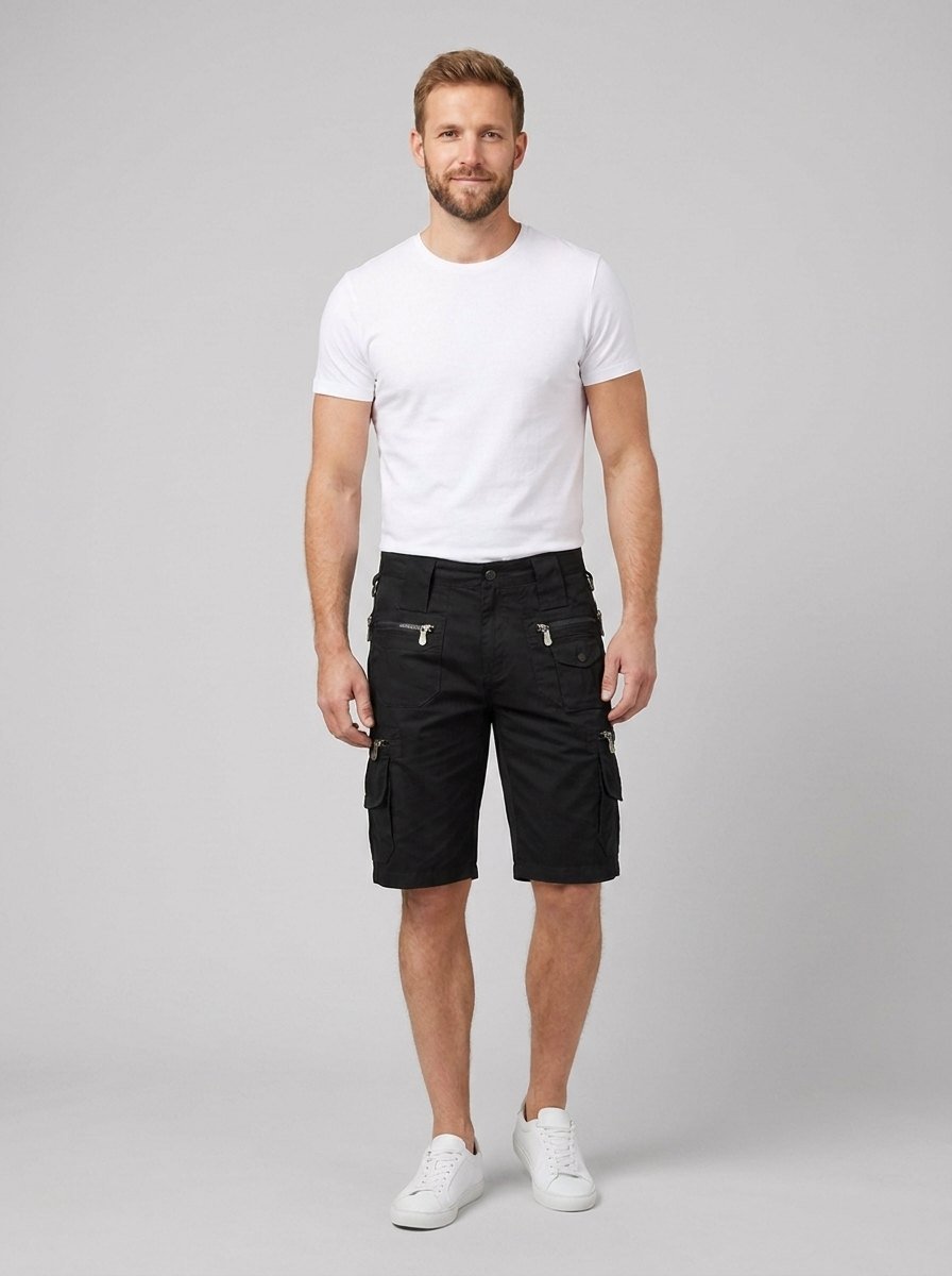 Maverick men's multi-pocket cargo shorts in black