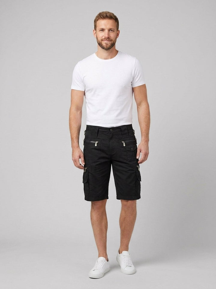 Maverick men's multi-pocket cargo shorts in black